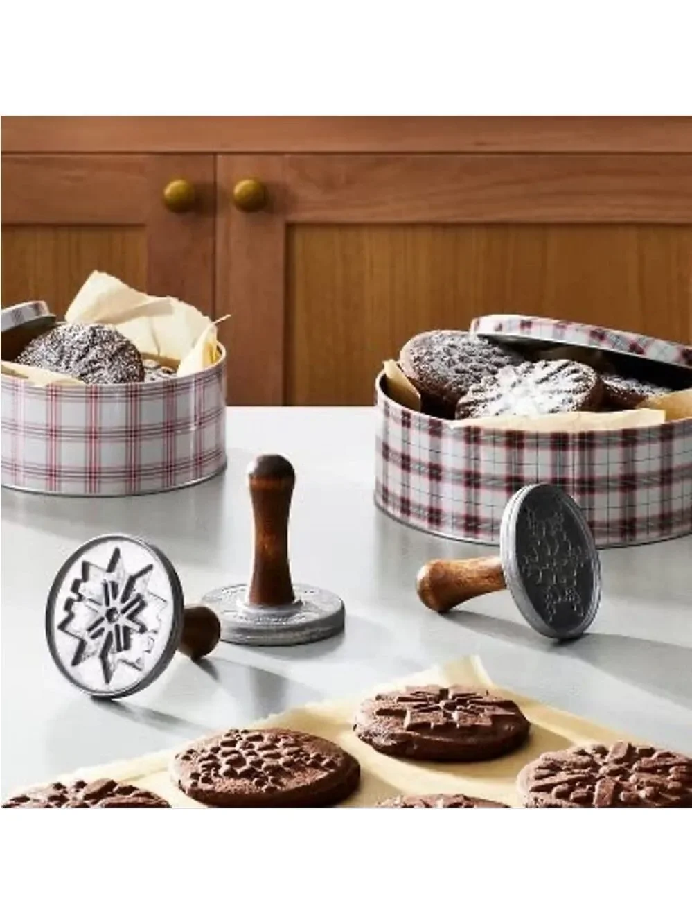 3pc Winter Snowflake Metal & Wood Cookie Stamp Set - Hearth & Hand with Magnolia